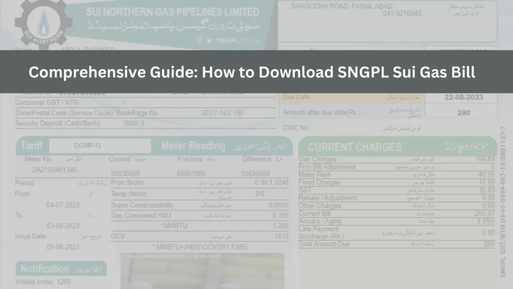 SNGPL Sui Gas bill